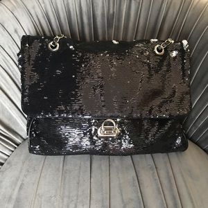 Kathy Ireland Black/Silver Sequin Shoulder Bag
